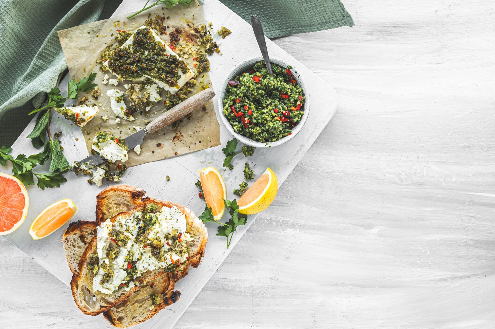 Feta Cuit Au Four Avec Gremolata Au Pamplemousse De La Floride