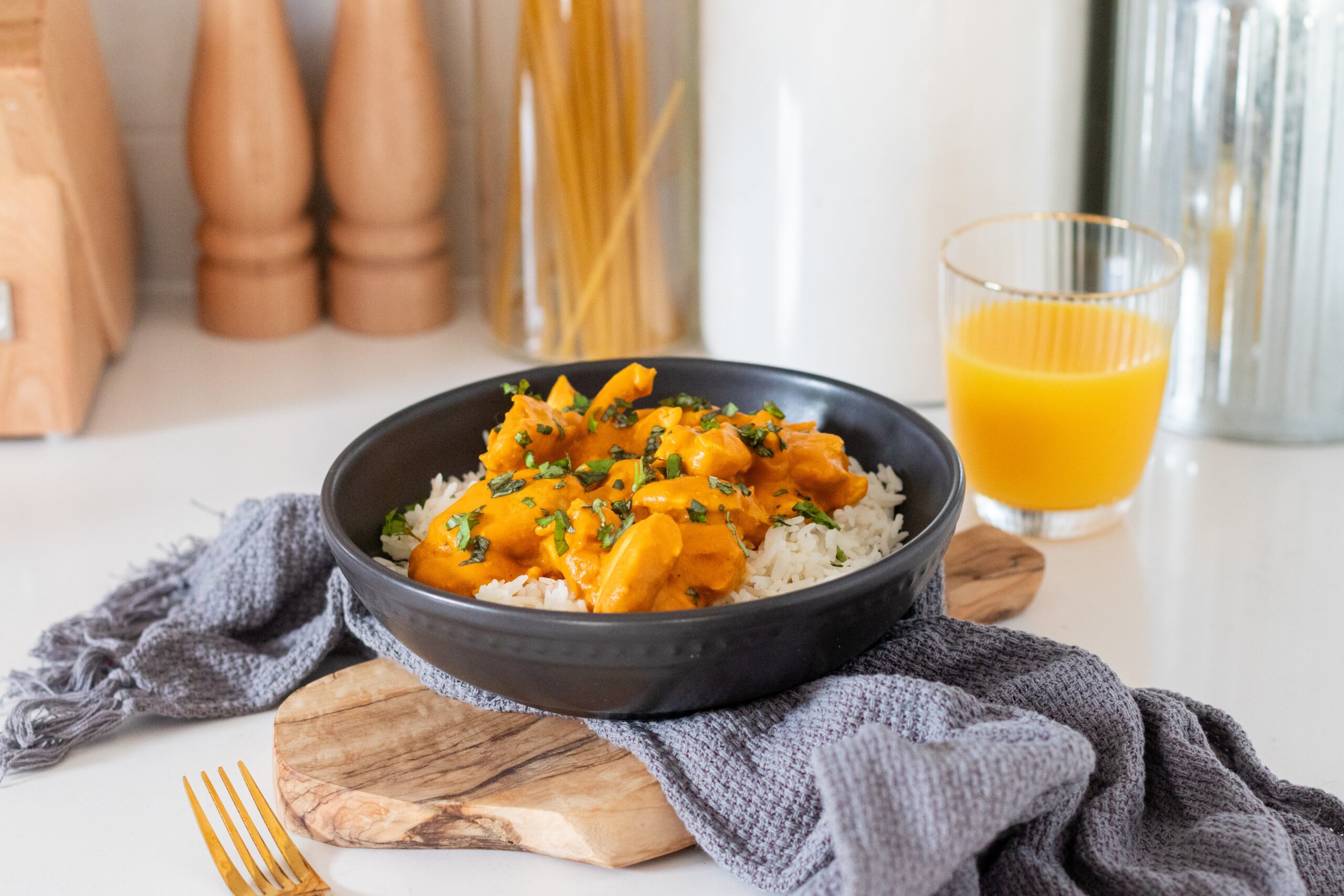 Butter Chicken With Squash And Florida Orange Juice